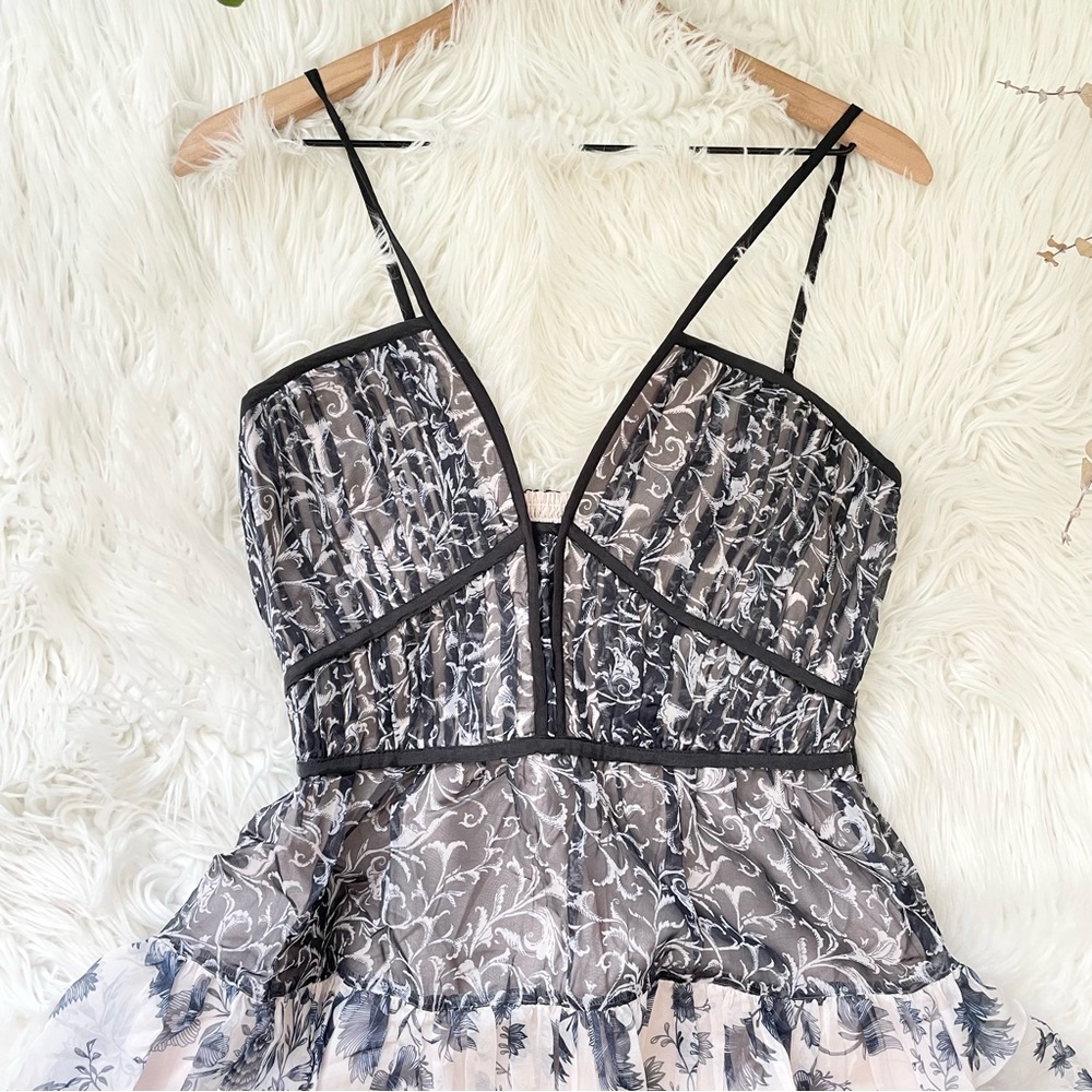 Anthropologie Halter Dress Black White V Neck Medium Midi NWT - Picture 9 of 16